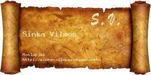 Sinka Vilmos névjegykártya